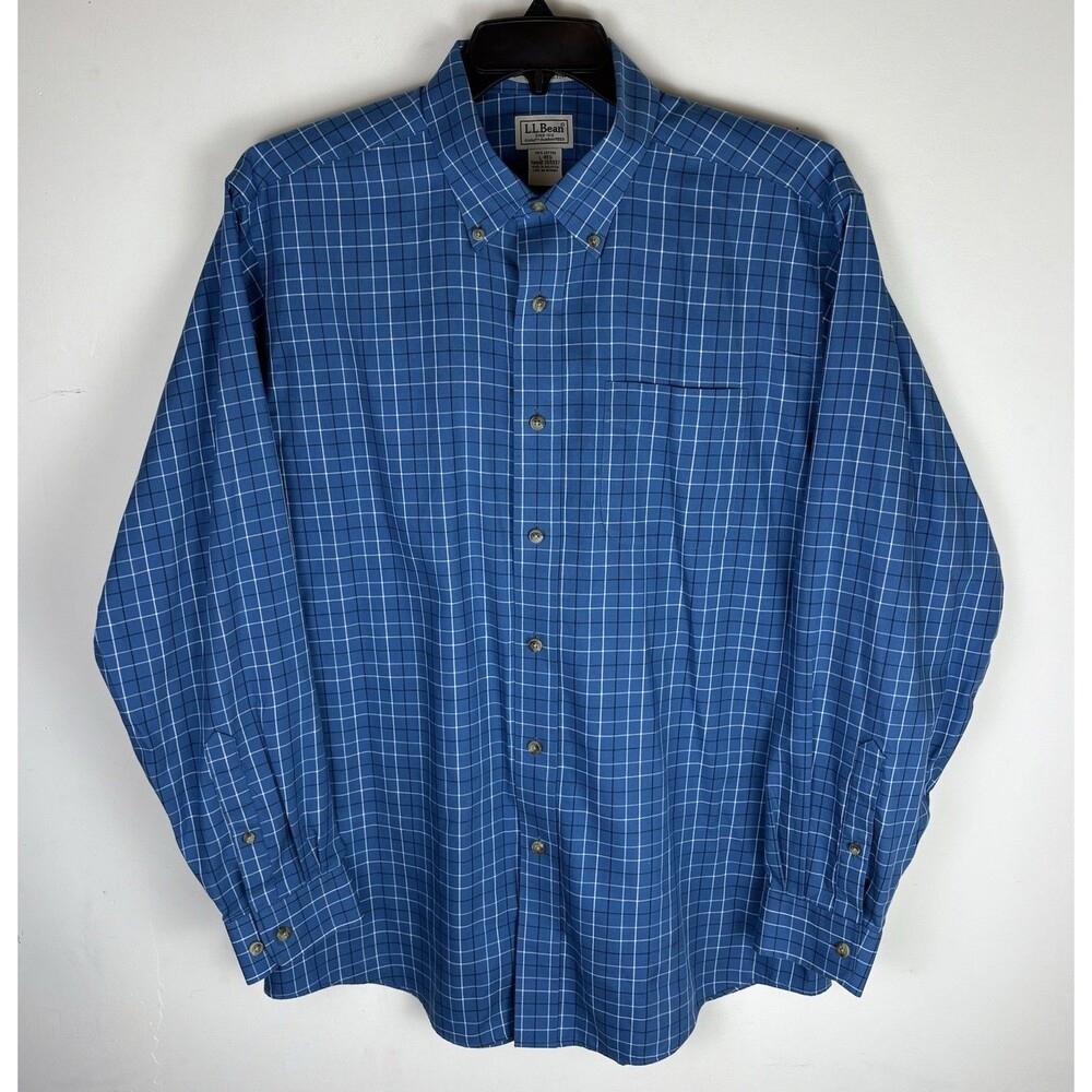 Men’s L.L. Bean Button Up / Dress Shirt / Plaid / Wrinkle Resistant Large